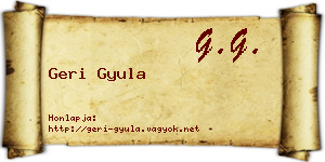 Geri Gyula névjegykártya